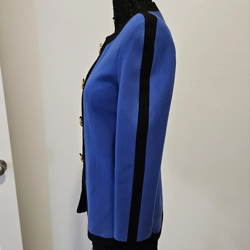 Carolina Herrera Jacket Vintage Royal blue/Black Sz 6 EUC - Picture 2 of 14